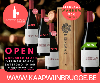 Beeslaar - Pinotage - MAGNUM in houten kist