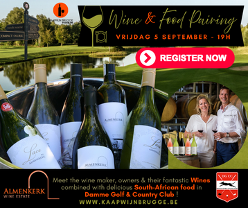 VOLZET :ALMENKERK Wine & Food Pairing | Vrijdag 5 SEPTEMBER | 19h | INSCHRIJVEN VERPLICHT | DAMME GOLF & COUNTRY CLUB
